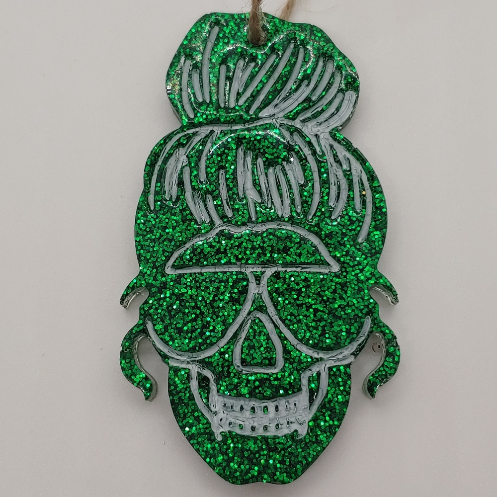 Ornament Women's Skull w/ Glitter